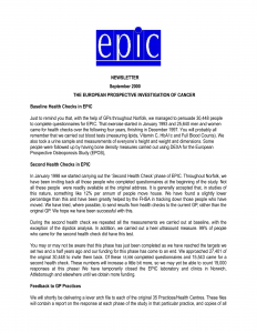 EPIC-Norfolk Newsletter Autumn 2000